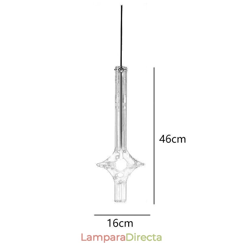 Lámpara colgante de tubo de vidrio, moderna y minimalista, de hierro forjado.