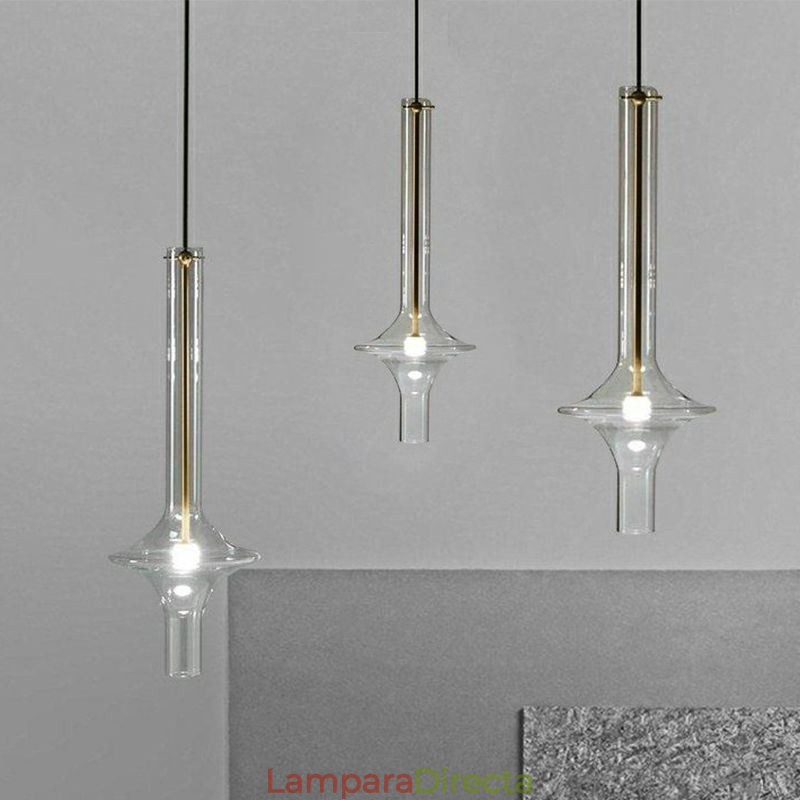 Lámpara colgante de tubo de vidrio, moderna y minimalista, de hierro forjado.