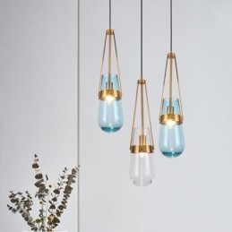 Lámpara colgante de cristal con forma de gota de agua, moderna y minimalista, de hierro forjado, pequeña lámpara de techo.