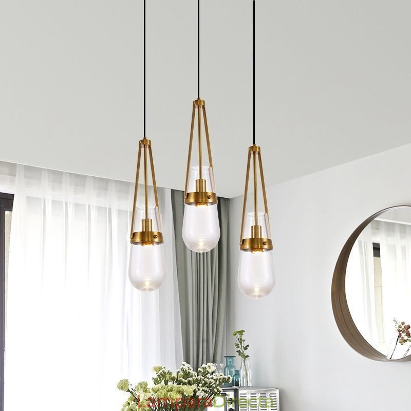 Lámpara colgante de cristal con forma de gota de agua, moderna y minimalista, de hierro forjado, pequeña lámpara de techo.