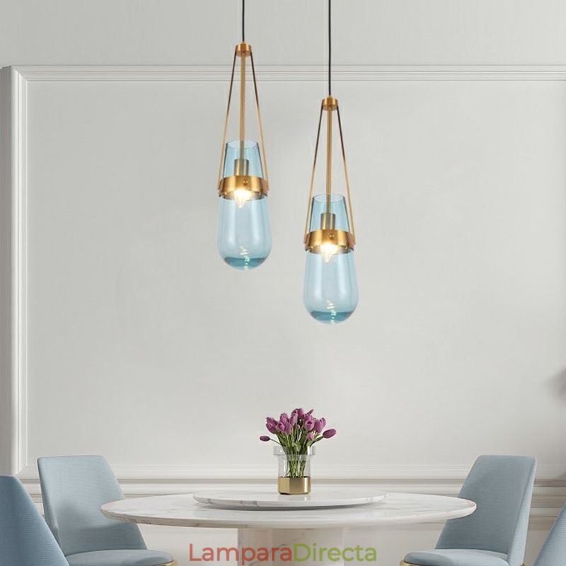 Lámpara colgante de cristal con forma de gota de agua, moderna y minimalista, de hierro forjado, pequeña lámpara de techo.