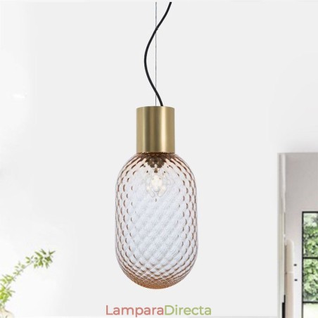 Lámpara colgante de cristal con rejilla, moderna lámpara de techo de hierro simple. Lámpara colgante de cristal con rejilla, moderna lámpara de techo de hierro simple.