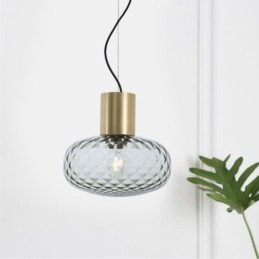 Lámpara colgante de cristal con rejilla, moderna lámpara de techo de hierro simple.