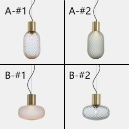 Lámpara colgante de cristal con rejilla, moderna lámpara de techo de hierro simple.