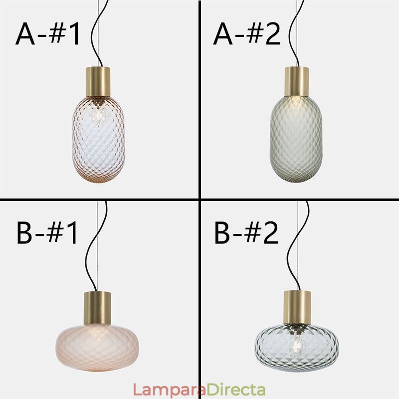 Lámpara colgante de cristal con rejilla, moderna lámpara de techo de hierro simple.