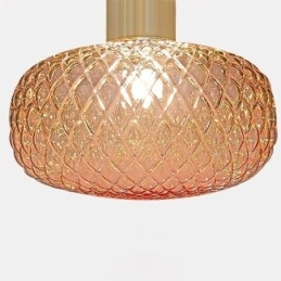 Lámpara colgante de cristal con rejilla, moderna lámpara de techo de hierro simple.
