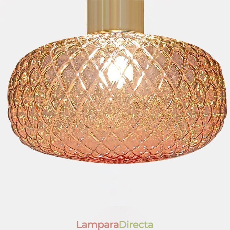 Lámpara colgante de cristal con rejilla, moderna lámpara de techo de hierro simple.