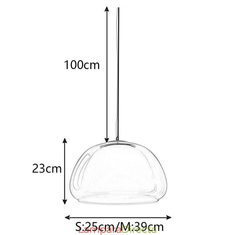 Lámpara colgante moderna y sencilla de cristal transparente con forma de pudín.