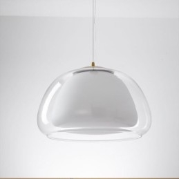 Lámpara colgante moderna y sencilla de cristal transparente con forma de pudín.