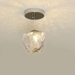 Lámpara colgante de cristal, lámpara decorativa retro con pantalla en forma de cubo de hielo