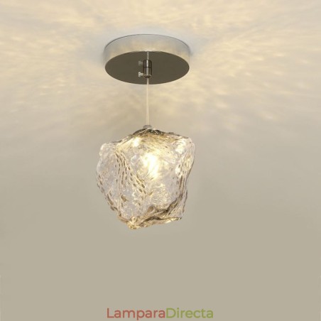 Lámpara colgante de cristal, lámpara decorativa retro con pantalla en forma de cubo de hielo Lámpara colgante de cristal, lámpara decorativa retro con pantalla en forma de cubo de hielo