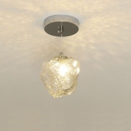 Lámpara colgante de cristal, lámpara decorativa retro con pantalla en forma de cubo de hielo