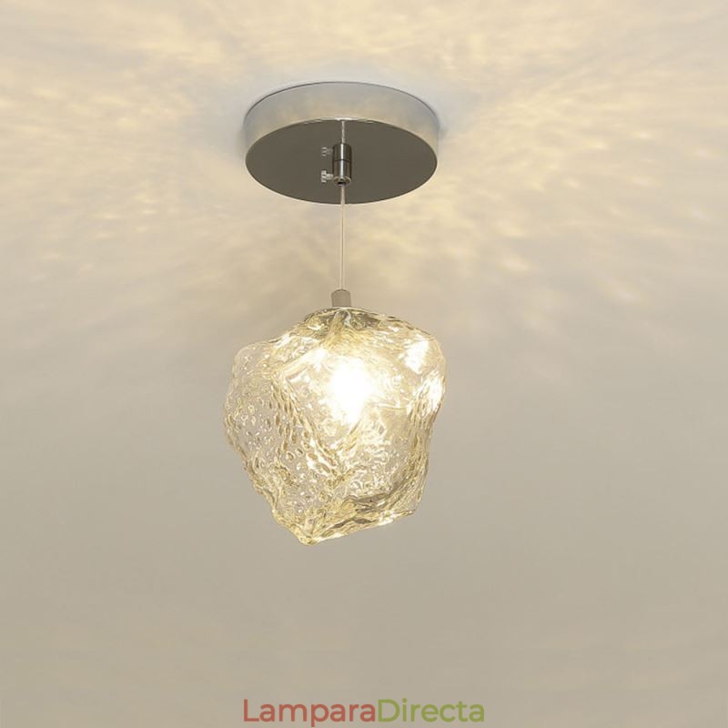 Lámpara colgante de cristal, lámpara decorativa retro con pantalla en forma de cubo de hielo