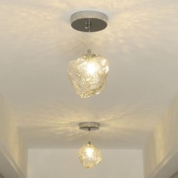 Lámpara colgante de cristal, lámpara decorativa retro con pantalla en forma de cubo de hielo