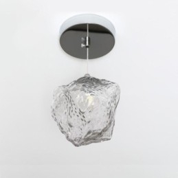 Lámpara colgante de cristal, lámpara decorativa retro con pantalla en forma de cubo de hielo