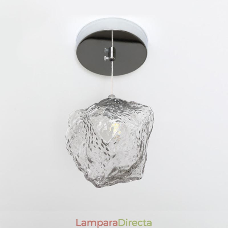 Lámpara colgante de cristal, lámpara decorativa retro con pantalla en forma de cubo de hielo