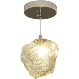 Lámpara colgante de cristal, lámpara decorativa retro con pantalla en forma de cubo de hielo
