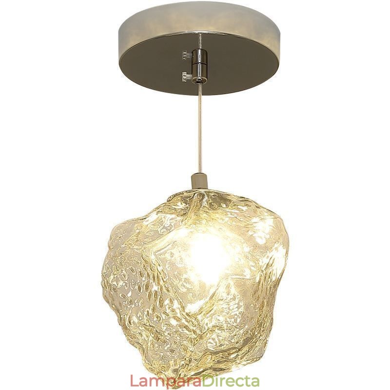 Lámpara colgante de cristal, lámpara decorativa retro con pantalla en forma de cubo de hielo