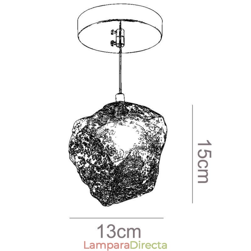 Lámpara colgante de cristal, lámpara decorativa retro con pantalla en forma de cubo de hielo