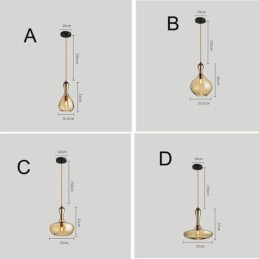 Lámpara colgante de cristal nórdico con pantalla ámbar y luz de techo