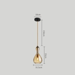 Lámpara colgante de cristal nórdico con pantalla ámbar y luz de techo