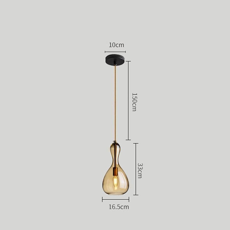 Lámpara colgante de cristal nórdico con pantalla ámbar y luz de techo