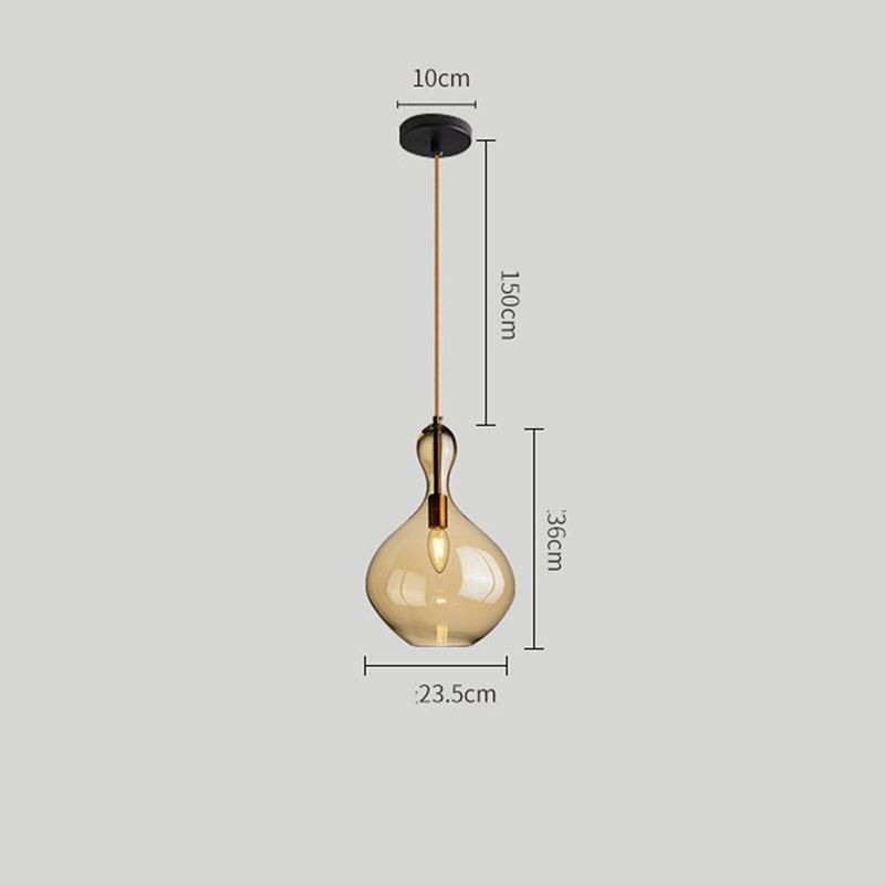 Lámpara colgante de cristal nórdico con pantalla ámbar y luz de techo