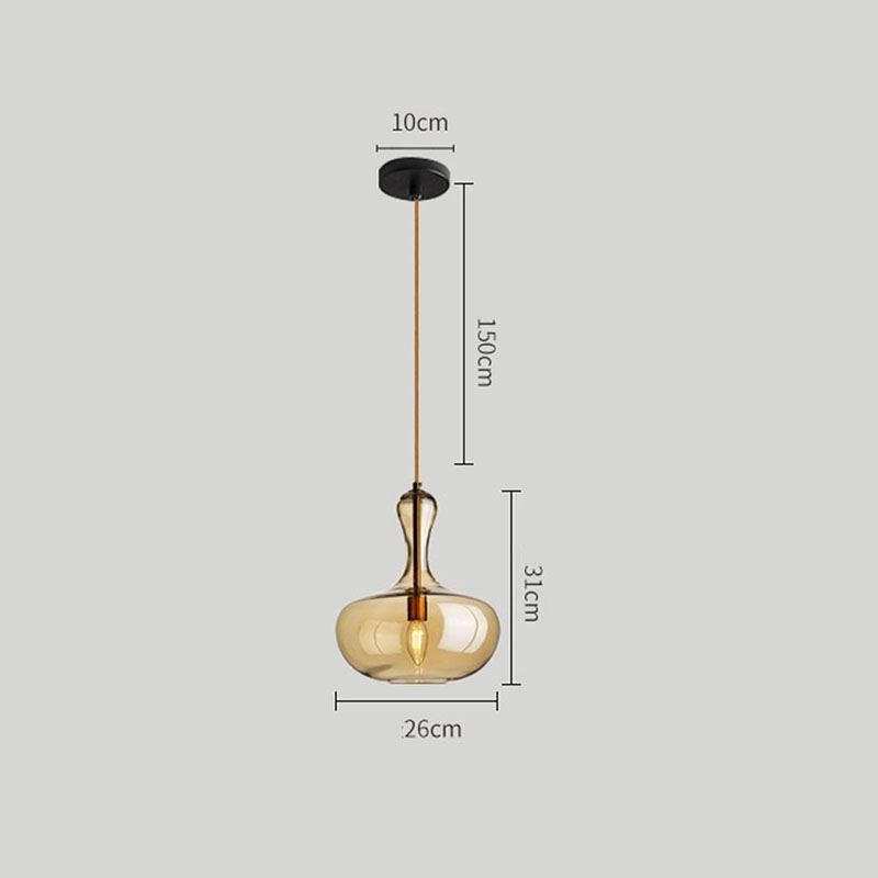 Lámpara colgante de cristal nórdico con pantalla ámbar y luz de techo