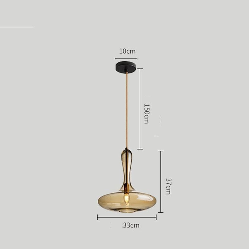 Lámpara colgante de cristal nórdico con pantalla ámbar y luz de techo