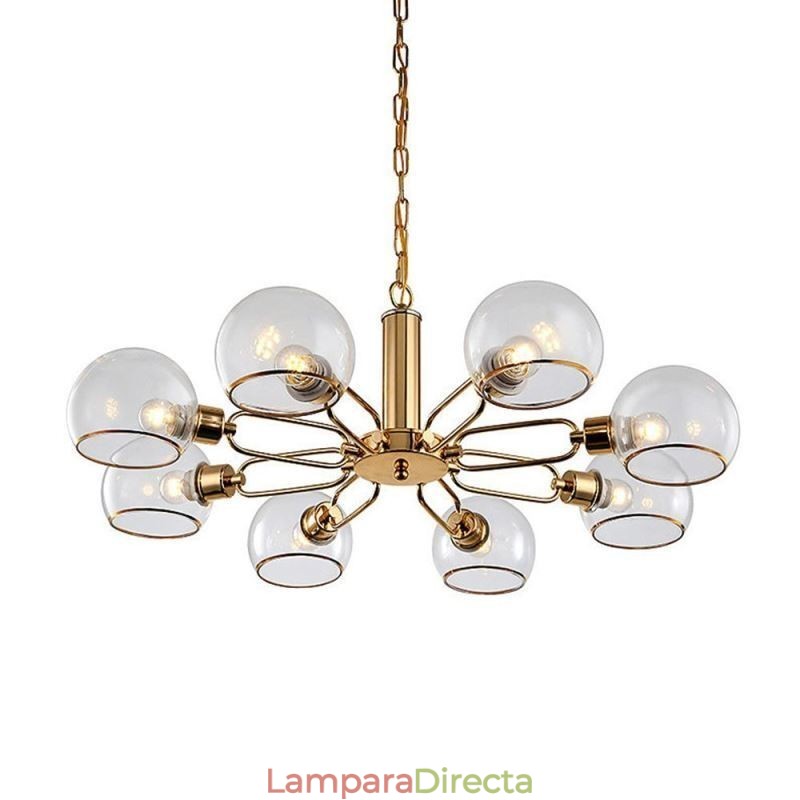Lámpara colgante de vidrio moderna minimalista de hierro forjado.