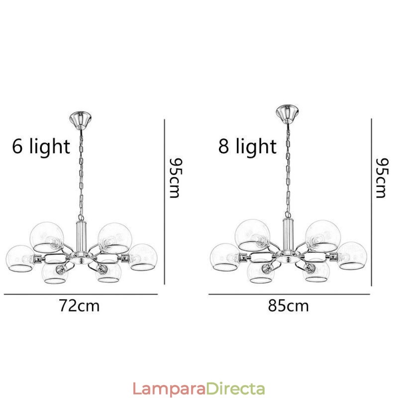 Lámpara colgante de vidrio moderna minimalista de hierro forjado.
