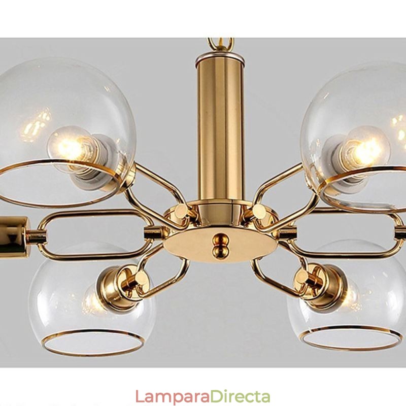 Lámpara colgante de vidrio moderna minimalista de hierro forjado.