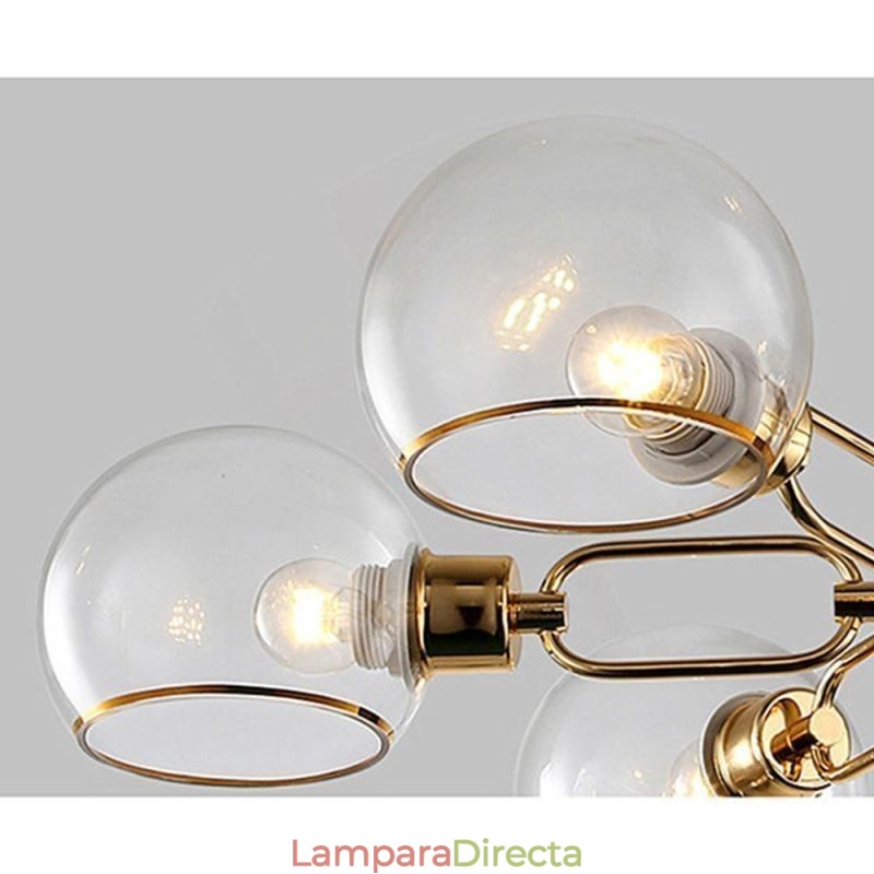 Lámpara colgante de vidrio moderna minimalista de hierro forjado.
