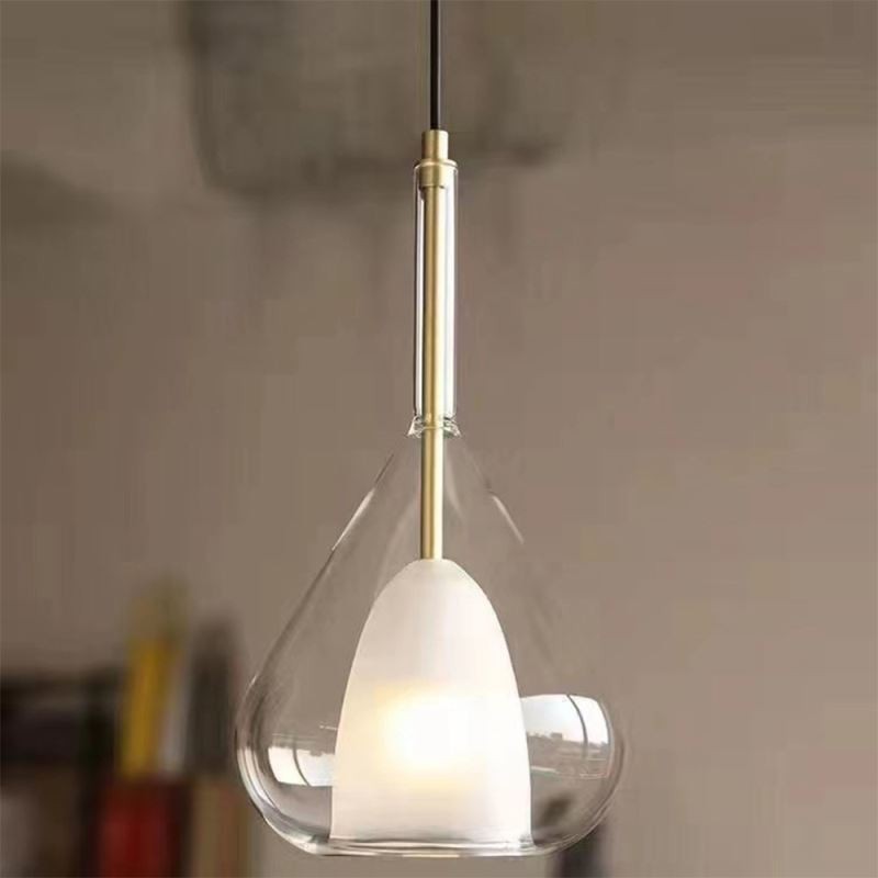 Lámpara colgante moderna minimalista con doble cristal para techo