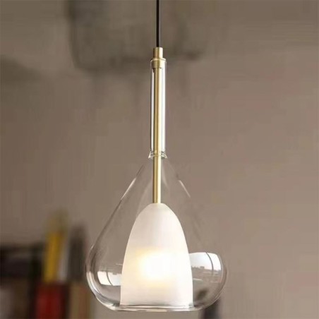Lámpara colgante moderna minimalista con doble cristal para techo Lámpara colgante moderna minimalista con doble cristal para techo