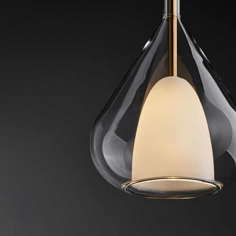 Lámpara colgante moderna minimalista con doble cristal para techo