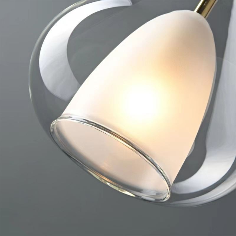 Lámpara colgante moderna minimalista con doble cristal para techo