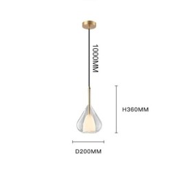 Lámpara colgante moderna minimalista con doble cristal para techo