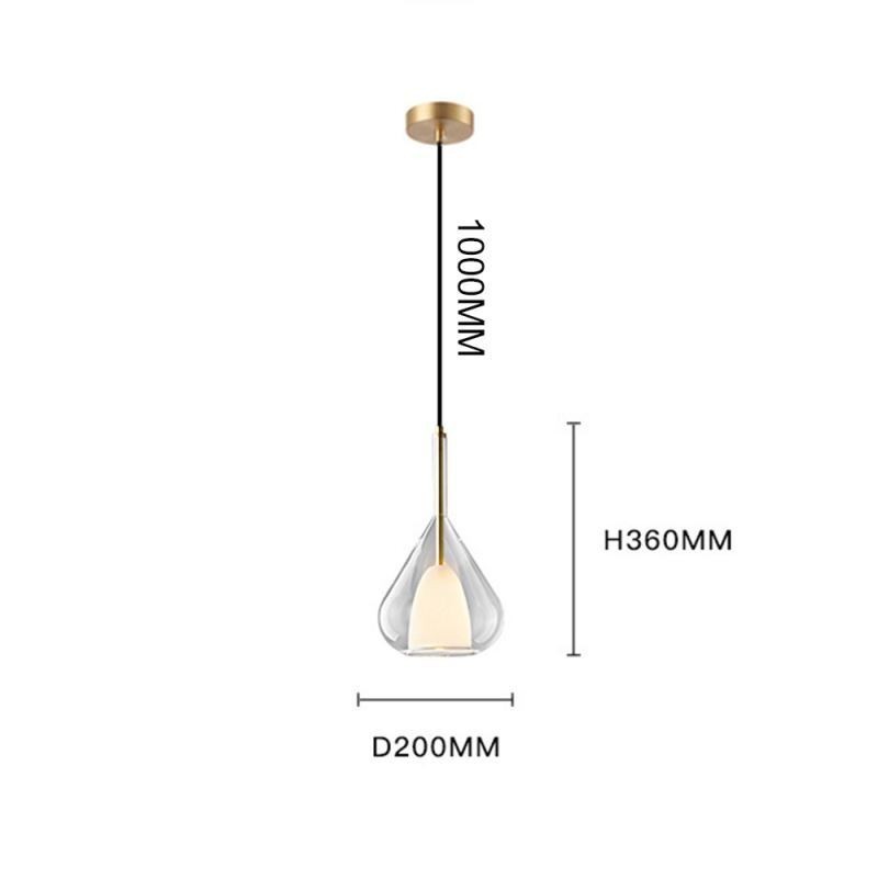 Lámpara colgante moderna minimalista con doble cristal para techo