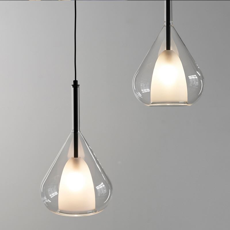 Lámpara colgante moderna minimalista con doble cristal para techo