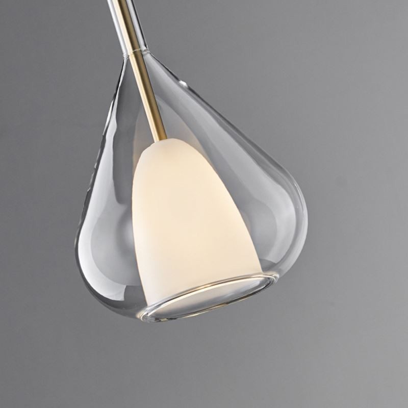 Lámpara colgante moderna minimalista con doble cristal para techo