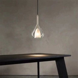 Lámpara colgante moderna minimalista con doble cristal para techo