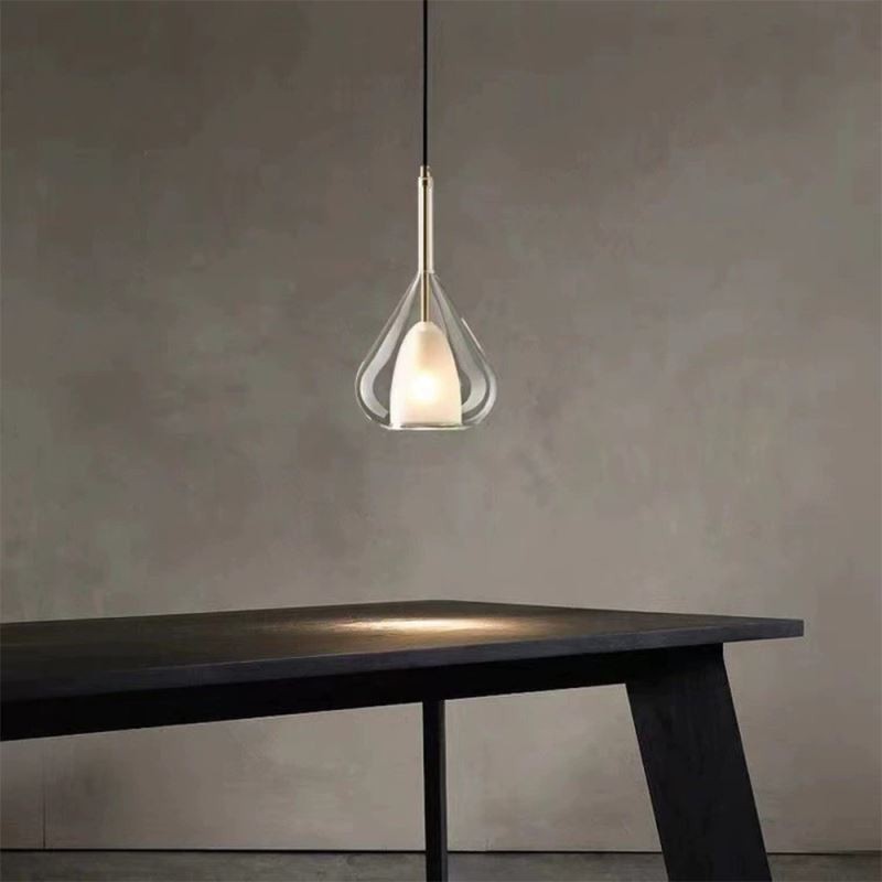 Lámpara colgante moderna minimalista con doble cristal para techo