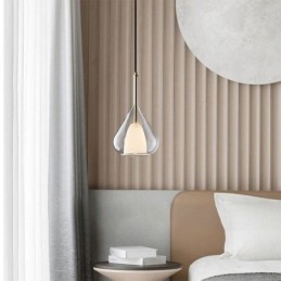 Lámpara colgante moderna minimalista con doble cristal para techo