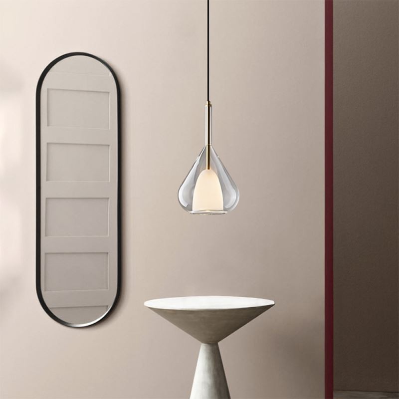 Lámpara colgante moderna minimalista con doble cristal para techo