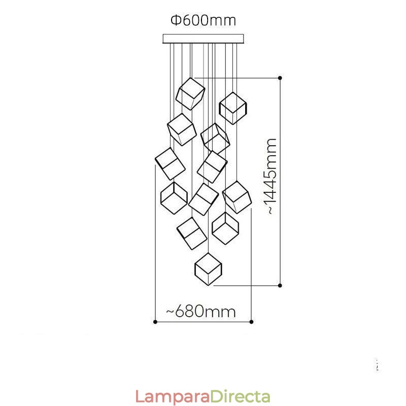 Lámpara colgante de cristal creativa para techo de pabellón