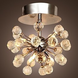 Lámpara de araña moderna contemporánea de cristal estilo mini de metal cromado con montaje empotrado