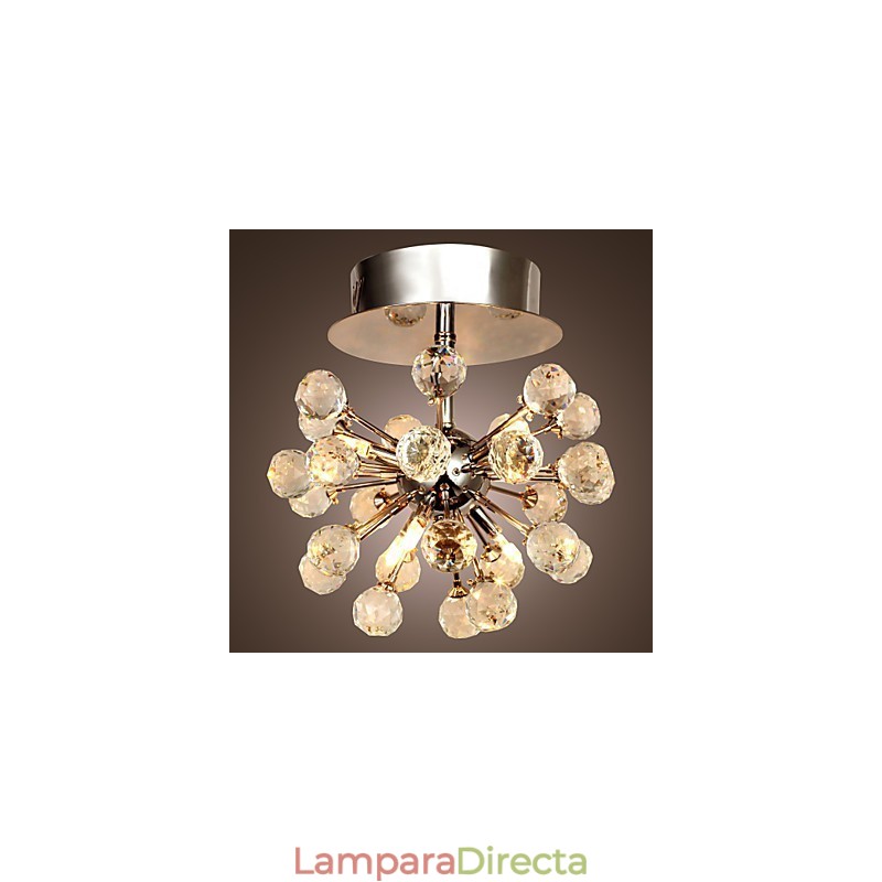 Lámpara de araña moderna contemporánea de cristal estilo mini de metal cromado con montaje empotrado