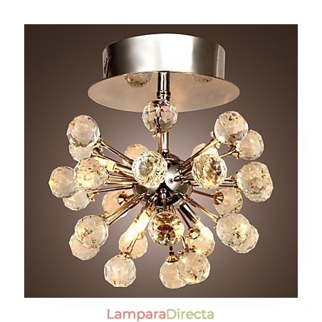 Lámpara de araña moderna contemporánea de cristal estilo mini de metal cromado con montaje empotrado Lámpara de araña moderna contemporánea de cristal estilo mini de metal cromado con montaje empotrado