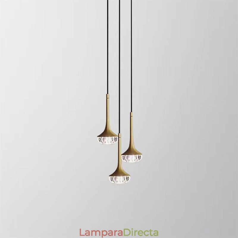 Lámpara colgante de vidrio moderna Lámpara de techo de vidrio de hierro forjado